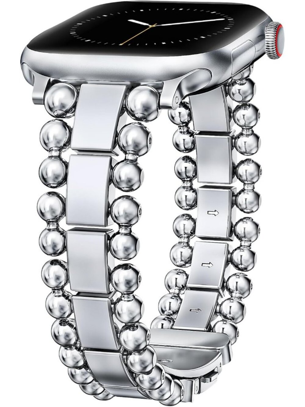 Elegant Beaded Bracelet for Apple Watch Bands 38-49mm | Dressy Stainless Steel